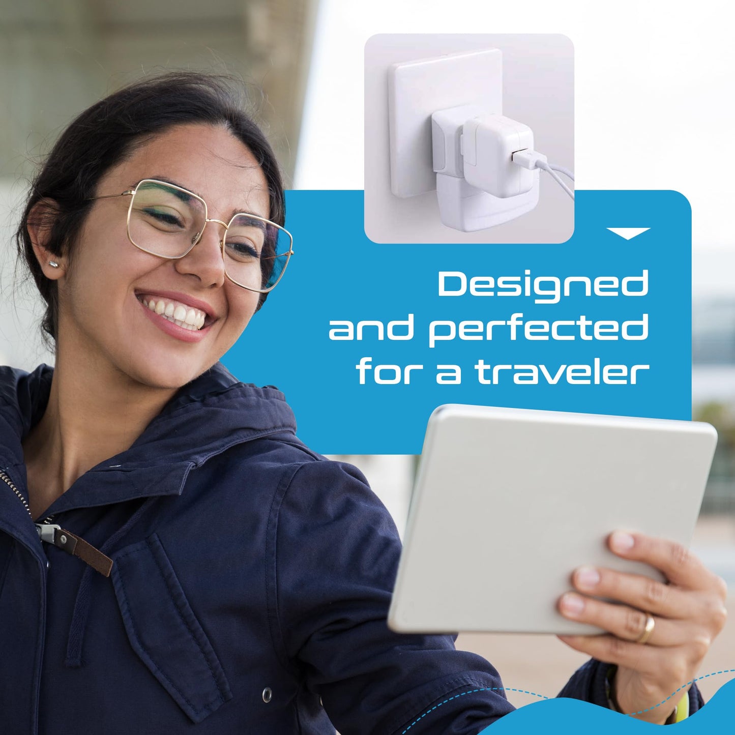 Ceptics Australia Power Plug Adapter, 2 In 1 Type I Plug Adapter, Us To Australia , China, New Zealand Power Adapter With Dual U