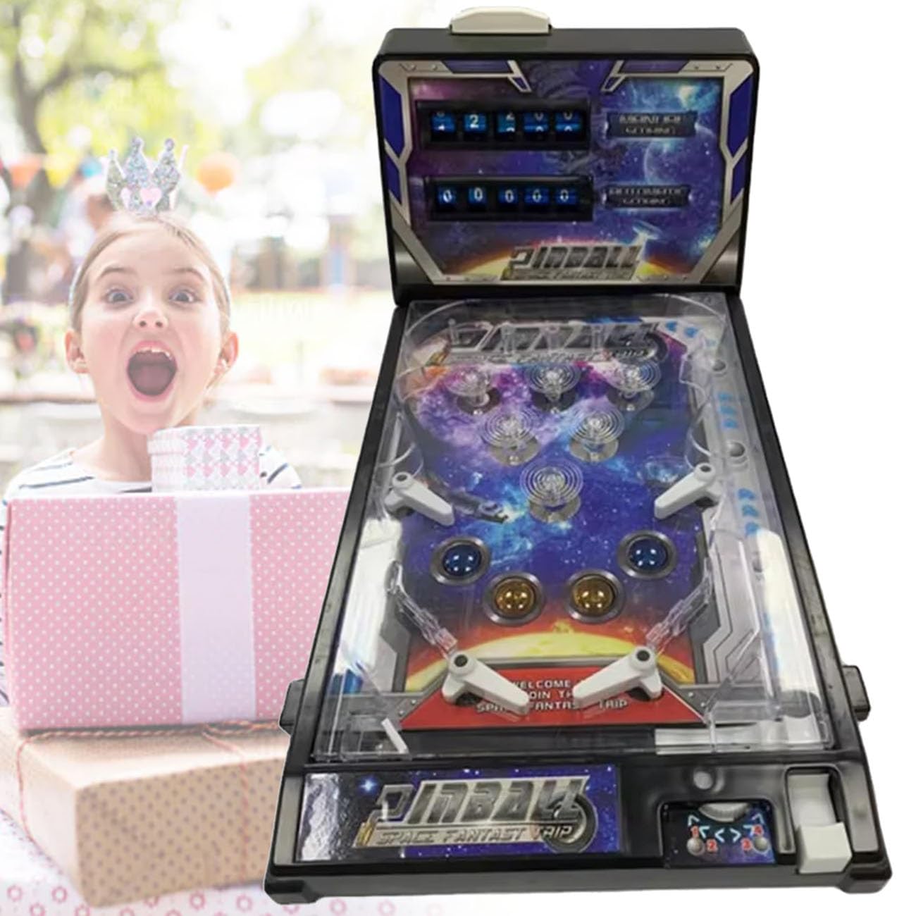 HUHUSHENGWEI Pinball Machine Full Size LED Pinball Machine for Adults Electronic Tabletop Pinball Toy with Light and Sound Effects for Kids and Family with Digital Counter and Arcade Game Sounds