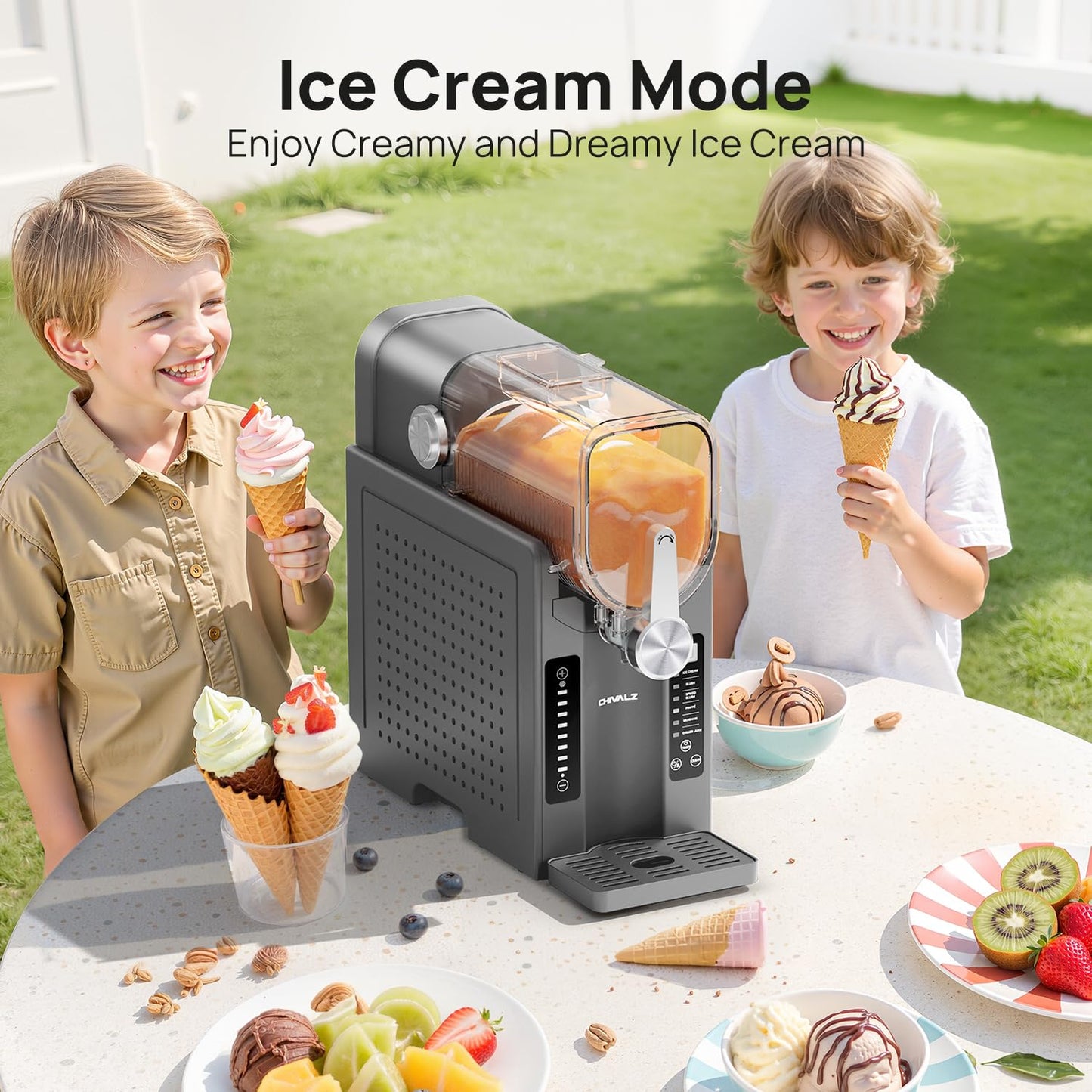 Slushie Machine No Ice Needed, Slushy Machine for Home, Frozen Drink Maker with 6 Preset Programs for Margaritas, Frappés, Milk Shake and More, LED Display, Auto Clean, Grey, 1 Pack+6 Modes