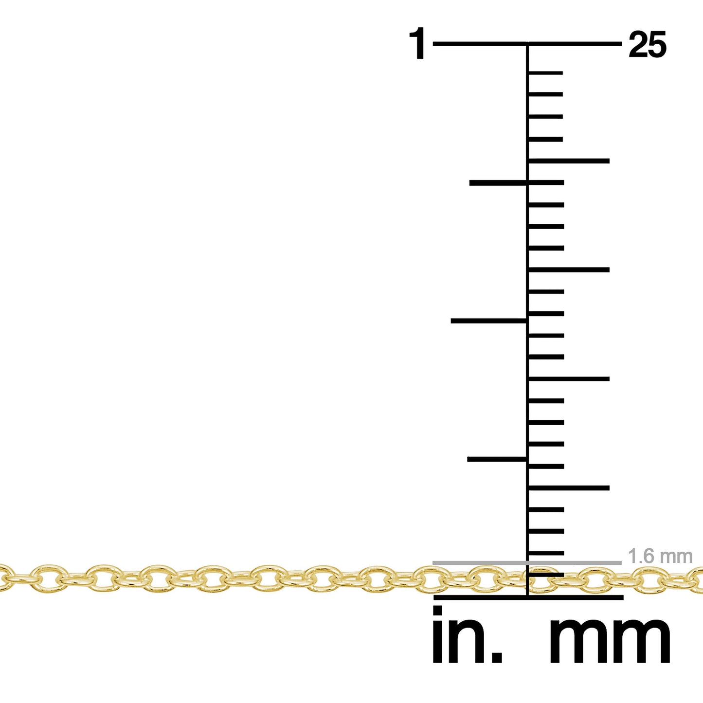 Kooljewelry Yellow Gold Over Sterling Silver Round Cable Chain Necklace (1.6 mm, 18 inch)