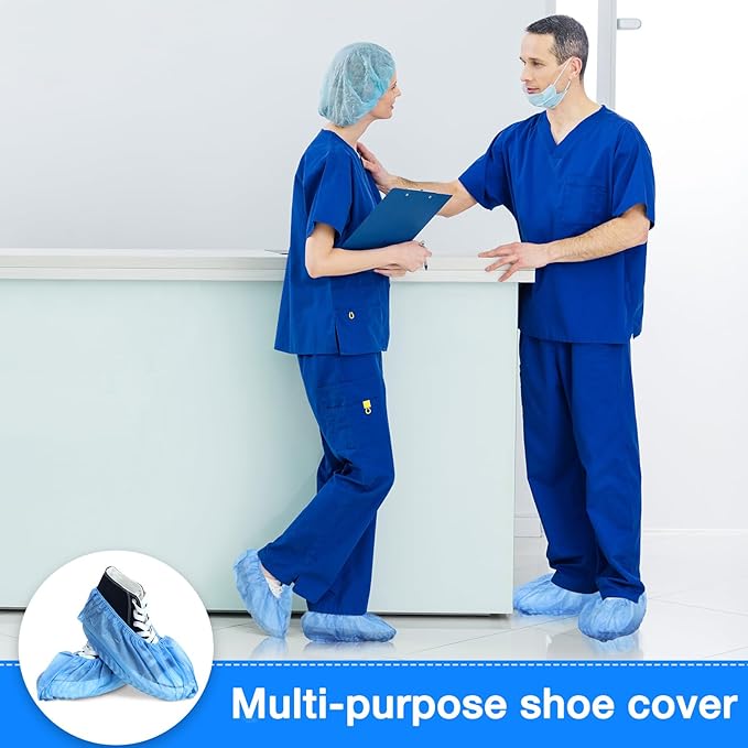 600 Packs Disposable Boot Shoe Covers Non Slip Thick Extra Booties for Shoes Covers Durable for Men Women (Blue)
