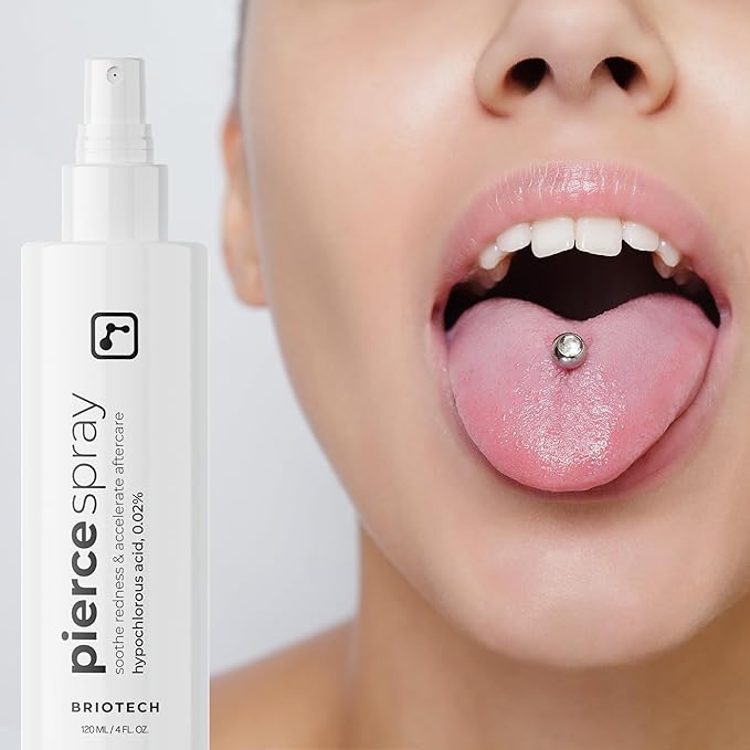 BRIOTECH Pierce Spray, Hypochlorous Acid, Gentle Piercing Aftercare, Calm Redness & Itch, Reduce Bumps, HOCl Saline Spray, Contact Free, No Rinse, Alcohol Free, 4 fl oz (2 Pack)