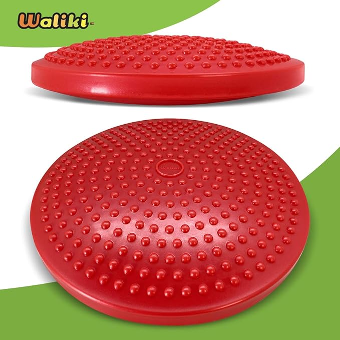 WALIKI Children's Wobbly Cushion, Alternative Classroom Seating | Inflatable Core Disc Seats for School (Pump Included, 12”/30CM, Red)