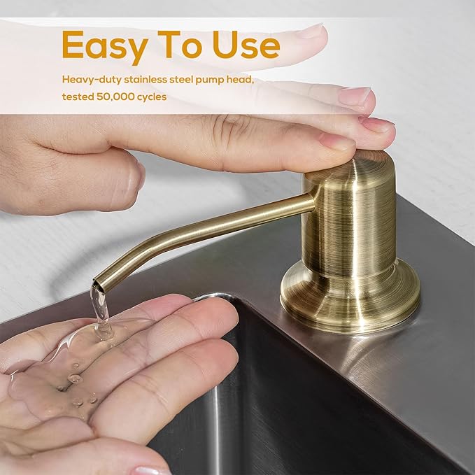 Soap Dispenser for Kitchen Sink, Built in Soap Lotion Dispenser with 17 OZ Bottle, Soap Pump Built in Countertop Under Sink, Green Bronze