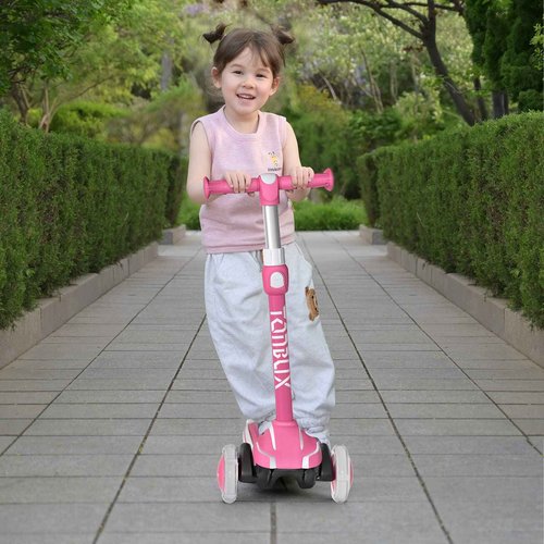 TONBUX Kids Scooter for Age 3-12, Toddler Scooter with 4 Adjustable Heights, Light Up 3-Wheels Scooters, Shock Absorption Design, Lean to Steer, Balance Training Scooters for Kids