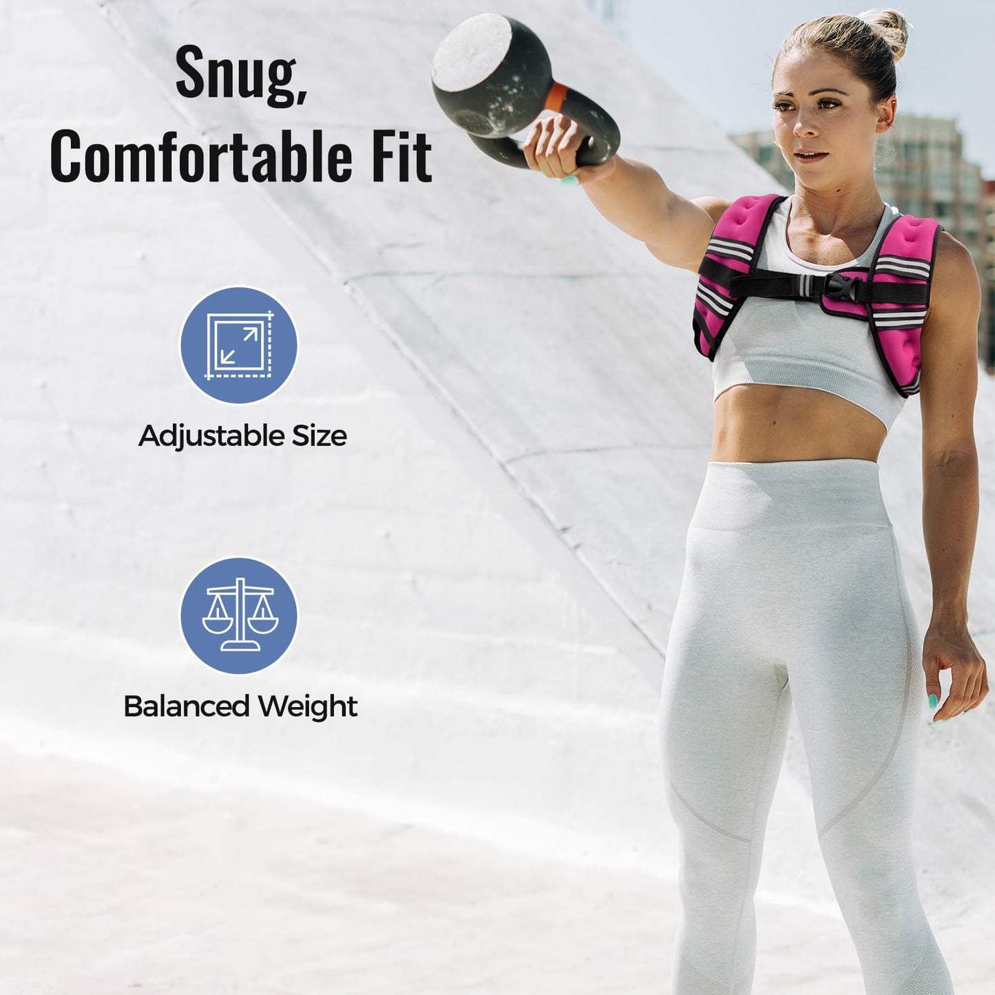 Zeerun Weighted Vest for Women & Men with Reflective Stripe and Adjustable Buckle, Comfortable & Durable Rucking Vest for Walking, Running & Strength Training, 6LBS-Pink