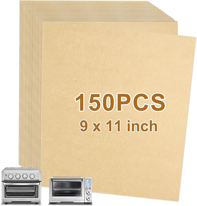 YQL 9x11 Inch 150PCS Air Fryer Disposable Liners, Unbleached Parchment Paper Rectangular for Cuisinart Air Fryer Toaster Oven Baking,Sheet Accessories for Breville Smart Oven Fryer Pro BOV900BSS