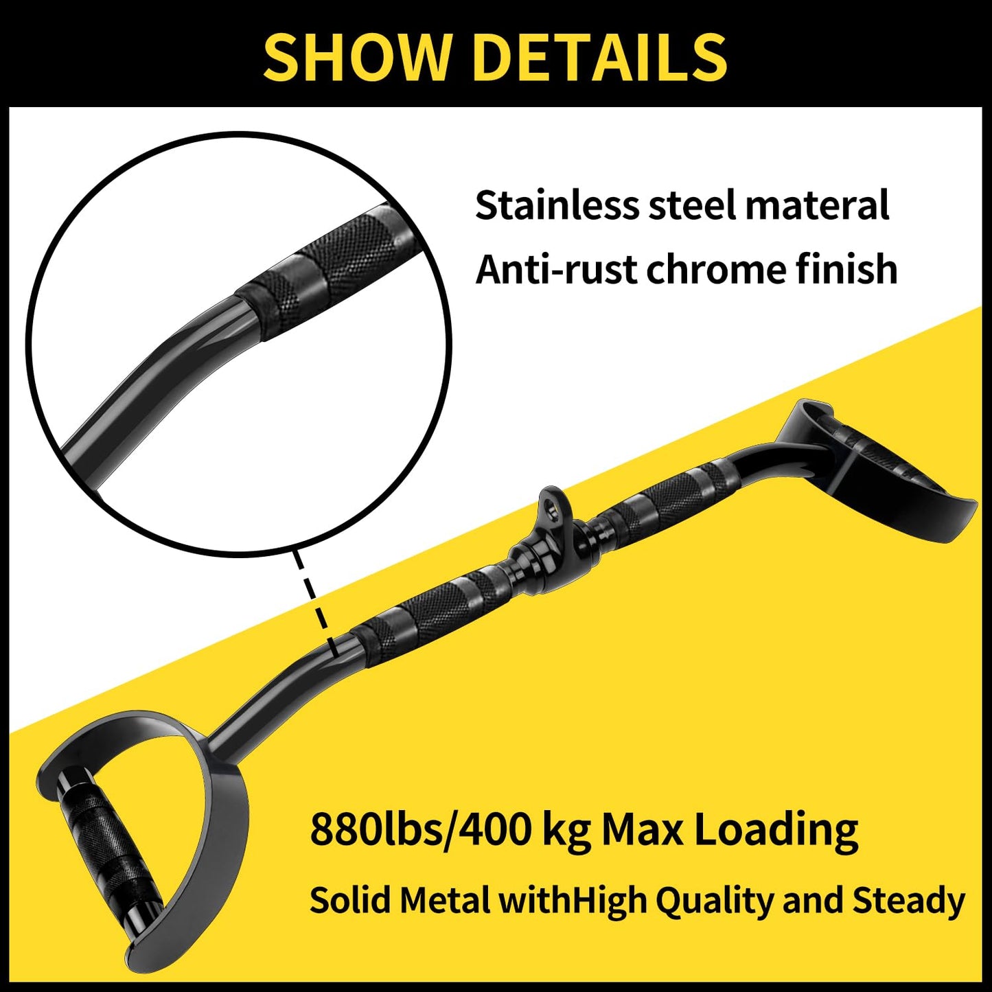 WNOEY 21 PCS Cable Attachments for Gym Set with Wide Grip LAT Pull Down Bar, LAT Pulldown Attachments, Cable Machine Attachment, Tricep Pull Down Attachment, Home Gym Accessories, Black