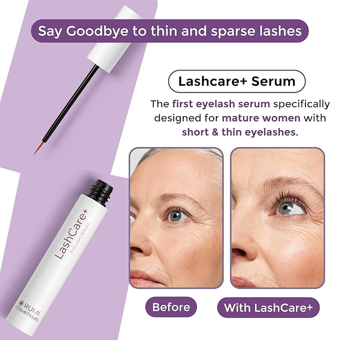 LashCare+ Eyelash Enhancing Serum For Older Women - Longer, Thicker Lashes in 12 Weeks - For Sensitive Eyes, Natural Growth - Enhancement, Conditioner for Longer-Looking Lashes (1mL (1 Month Supply))
