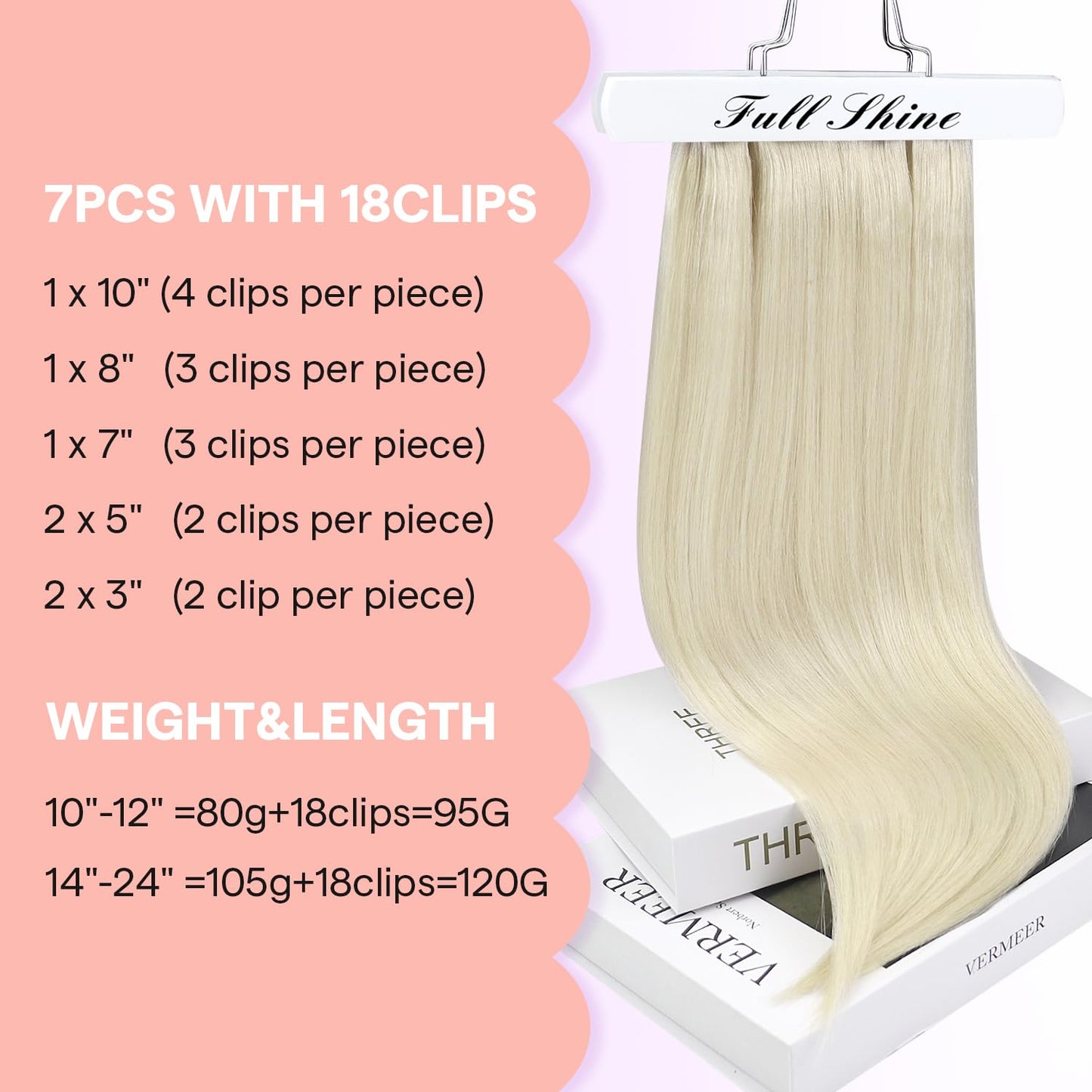 Full Shine Blonde Hair Clip in Extensions Real Human Hair, 10 inch Clip in Hair Exetnsions for Short Length, Straight Remy Natur