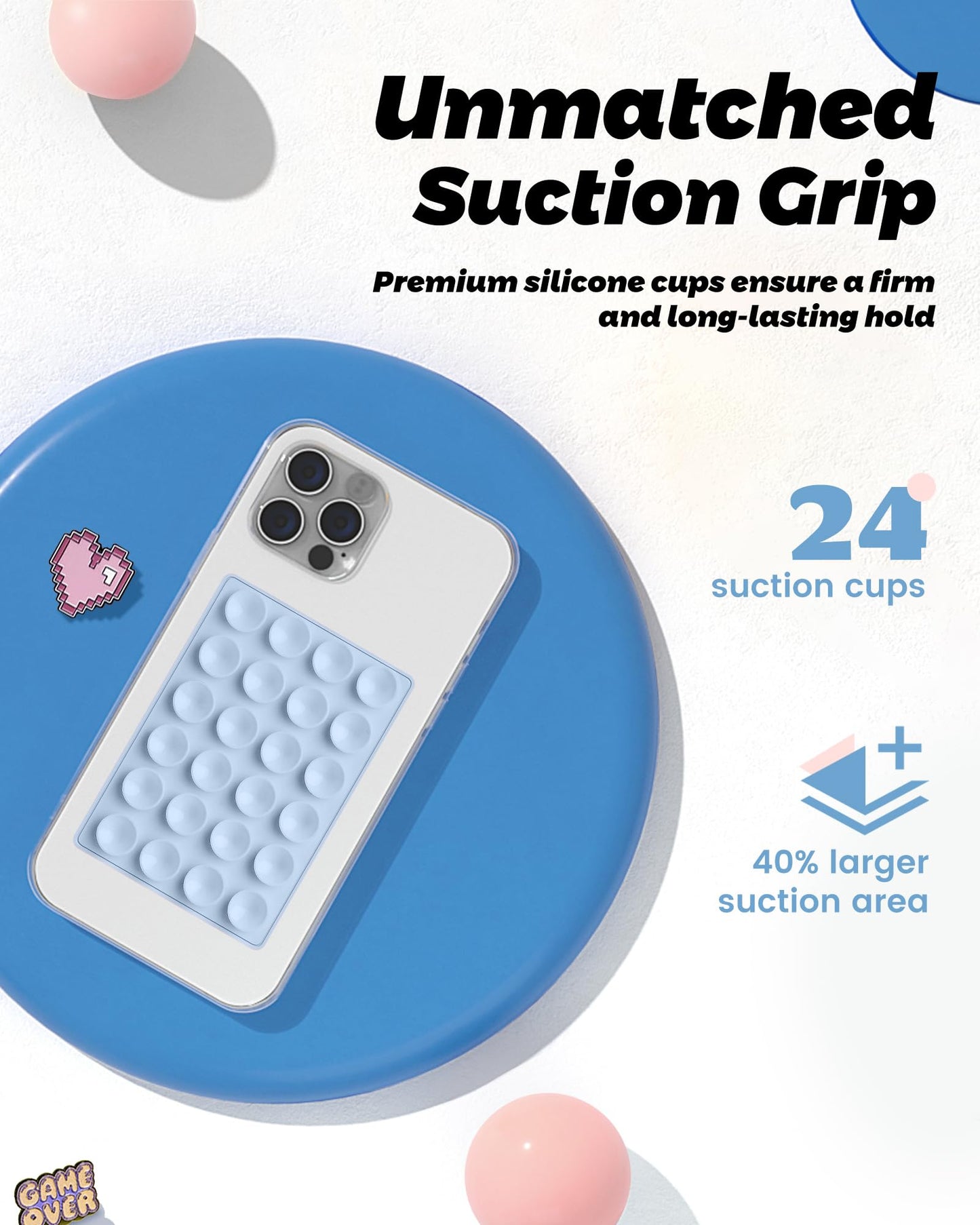 Amband Magnetic Suction Phone Grippy For Magsafe Case, Silicone Cup Sticky Mount For Iphone 12/13/14/15/16 Pro Max/Pro/Plus/Mini