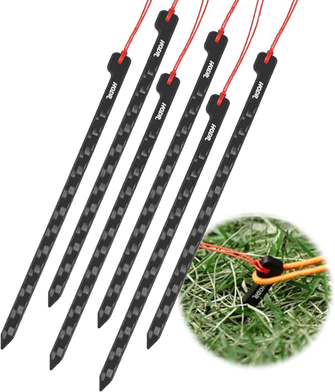 Ultralight Tent Stakes, 4.72 Inch Carbon Fiber Tent Pegs, Lightweight Tent Stakes Backpacking Gear for Camping Hiking (6 P...