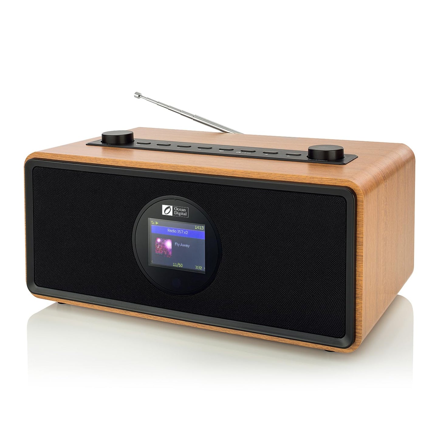 Ocean Digital Wr-860 Fm Wi-Fi Internet Radio With Stereo Speakers, Alarm Clock, Sleep Timer, Line Out, Aux In, Stress Relief, Re