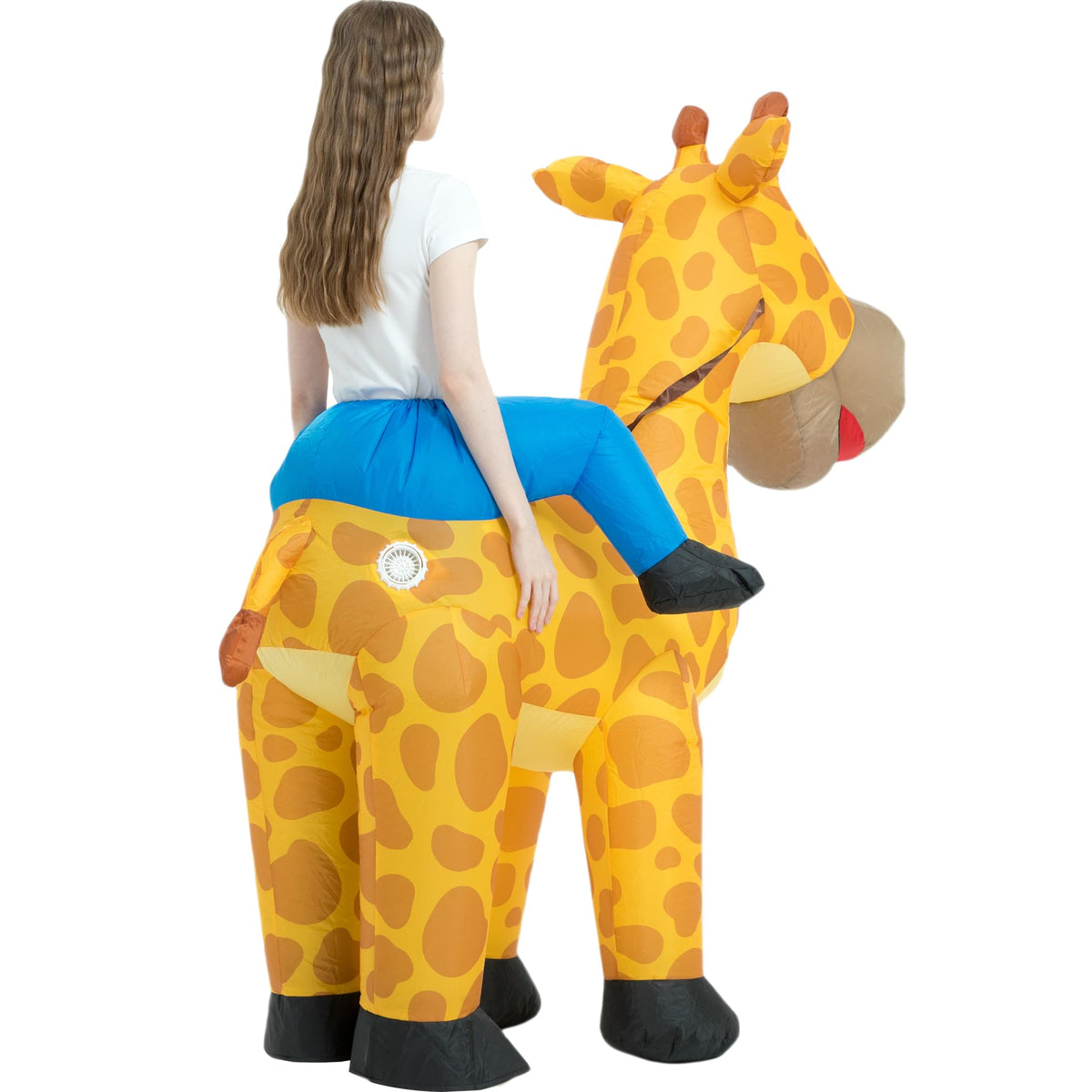 One Casa Inflatable Costume Adult,Blow Up Costumes,Ride On Giraffe Costume,Halloween Costumes for Men Women (72INCH)