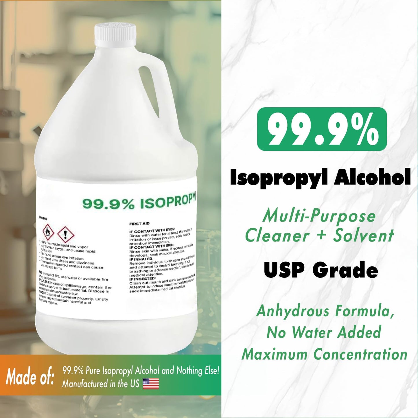 99% Pure Isopropyl Alcohol, 99 Percent IPA 4 Gallons, USP Grade, Made in The USA (4 * 1 Gallon)