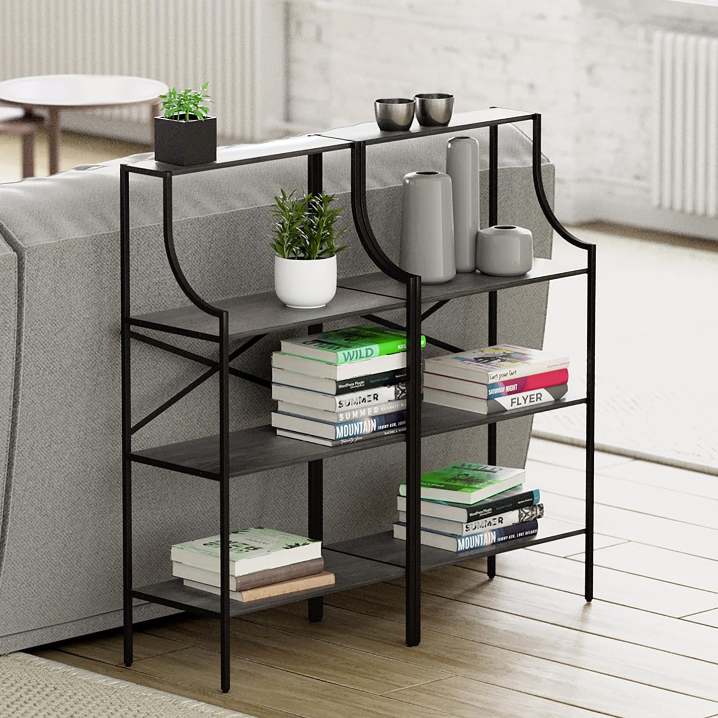 Kasrikly Console Table, entryway Table 4-Tier Sofa Table with Storage Shelves, Couch Table Behind Sofa, Standing Bakers Rack