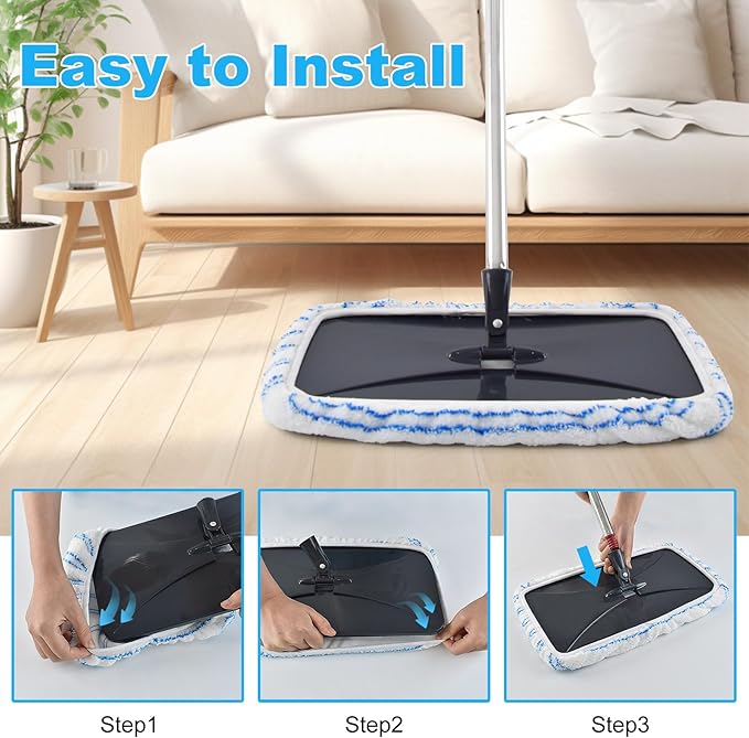 Microfiber Flat Mops for Floor Cleaning,Dust Mop for Hardwood Floors,Flat Mop Set with 4 Mops Pads and 58"Stainless Steel Handle for OCedar Hardwood Floor'N More Microfiber Mop,Use to Wet&Dry Cleaning