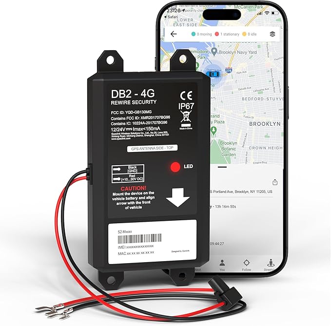 REWIRE SECURITY DB2-4G GPS Tracker for Vehicles – Real-Time Vehicle Tracking Device for Car, Van, Motorhome | Easy Battery...