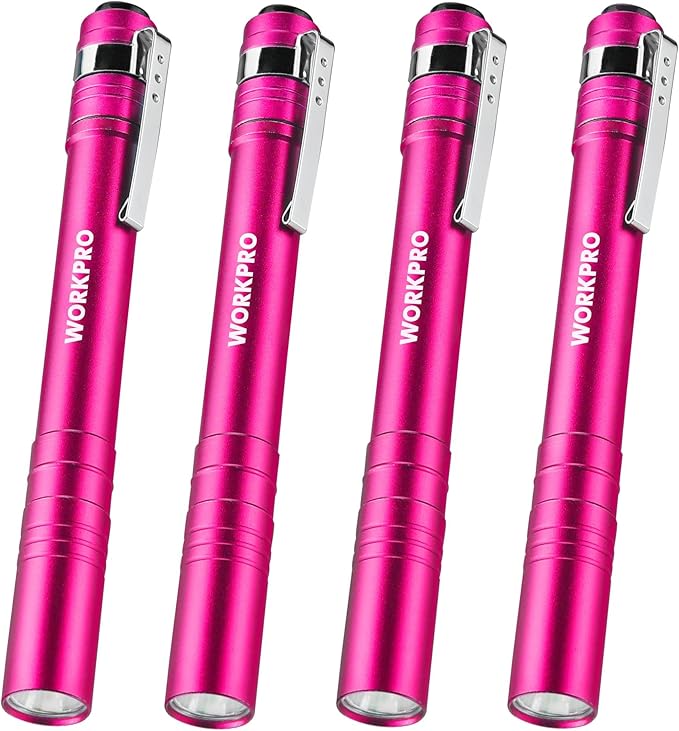 WORKPRO LED Pen Light, Aluminum Pen Flashlights, Pocket Flashlight with Clip for Inspection, Emergency, Everyday, 2AAA Bat...