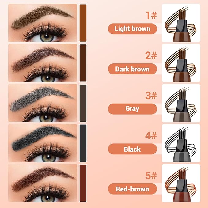 2025 Premium Magic Eyebrow Pencil with a Micro-Fork Tip, 3D Microblading Eyebrow Pencil Waterproof Contouring Pen, 4 Tipped Spoolie Brush Precise Brow Pen Natural Makeup Effect (Black)