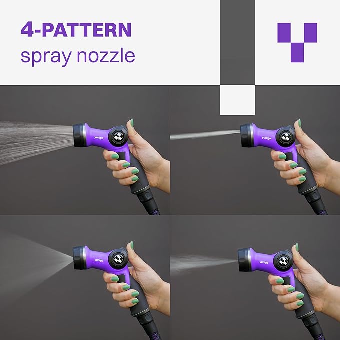 RELAX 100ft Expandable Purple Garden Hose – Lightweight No-Kink Design with Durable Aluminum Fittings, Spray Nozzle & Hose Mender for Home & Garden Watering