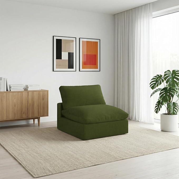 Forest aesthetics Modular Sectional Sofa,Extra Comfty Deep-Seat-Filled Couch,Green Modern Couches for Living Room,Apartment,Office,Small Space