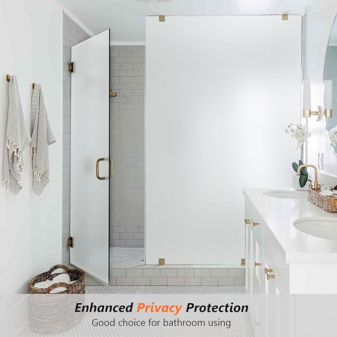 Kromapolis Window Privacy Film Frosted Glass Window Film, Heat Blocking Privacy Film for Glass Windows, Static Cling Non-Adhesive Frosting Window Stickers for Door Home (Frosted, 23.6 x 78.7 inch)