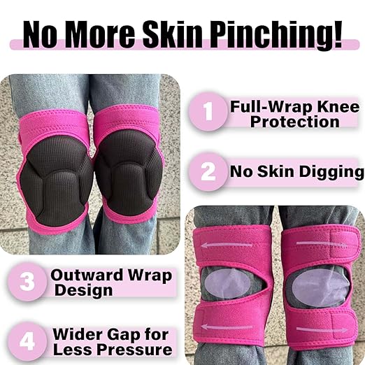 Women' s Work Knee Pads for Gardening Cleaning Flooring, Thick Padded Foam Knee Pads for Large Legs, Comfortable Female Knee Protectors for Christmas for Kneeling on Hard Concrete Tile Floors, Pink Extra Large