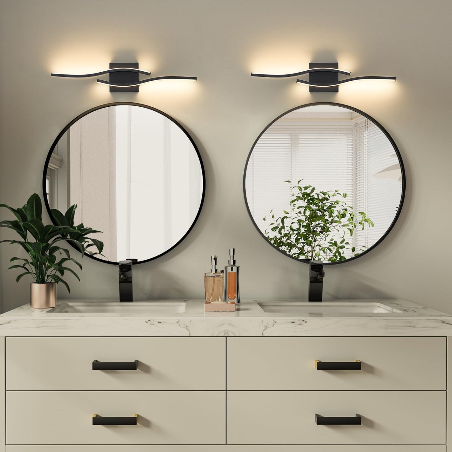 Joossnwell Vanity Light for Bathroom Lighting Fixtures Over Mirror Black Dimmable 5CCT Vanity Lighting Fixture Modern Bath Vanity Lights Bar 23 Inch Led Bathroom Sconces