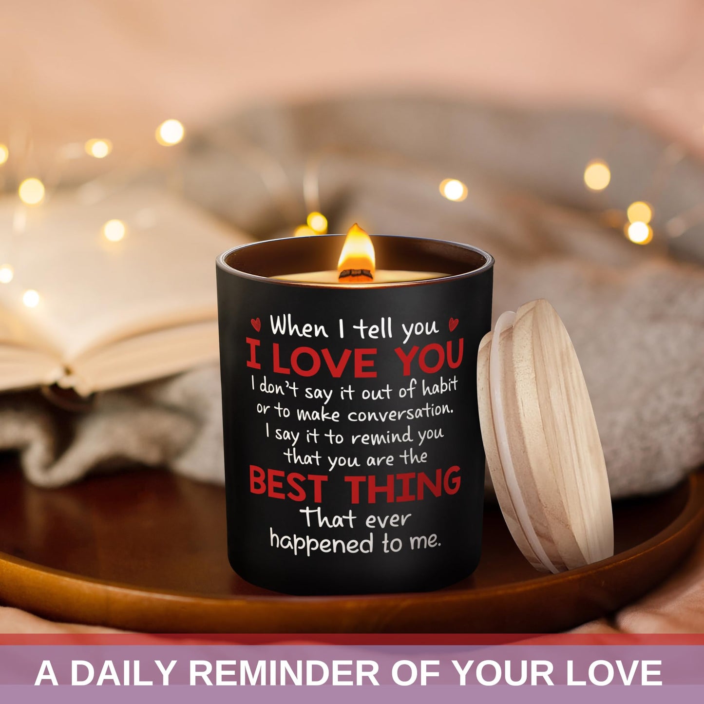 Anniversary Wedding, Birthday Gifts for Her Him - Love Romantic Gifts for Wife, Girlfriend, Boyfriend, Husband, Couples - Lavender & Vanilla Scented Candle