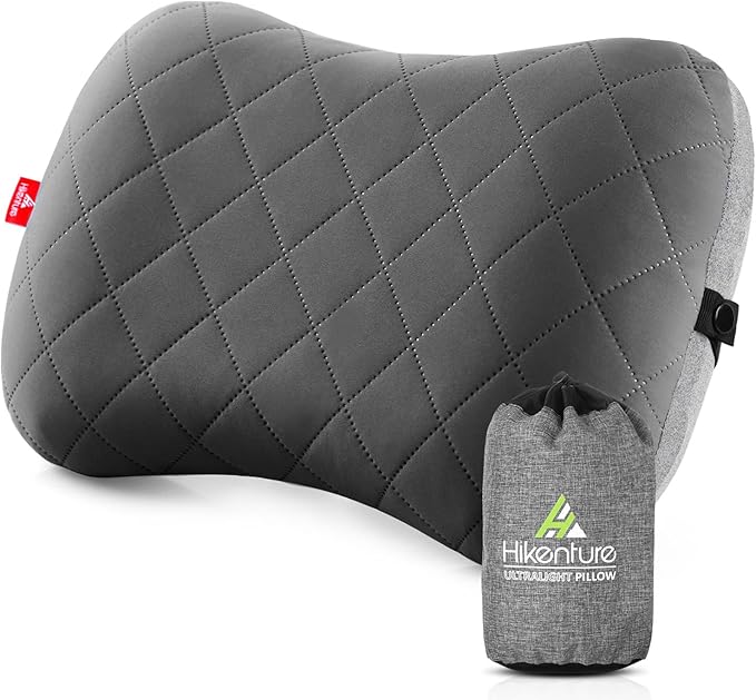 Hikenture Camping Pillow with Removable Cover - Ultralight Inflatable Pillow for Neck Lumbar Support - Upgrade Backpacking...