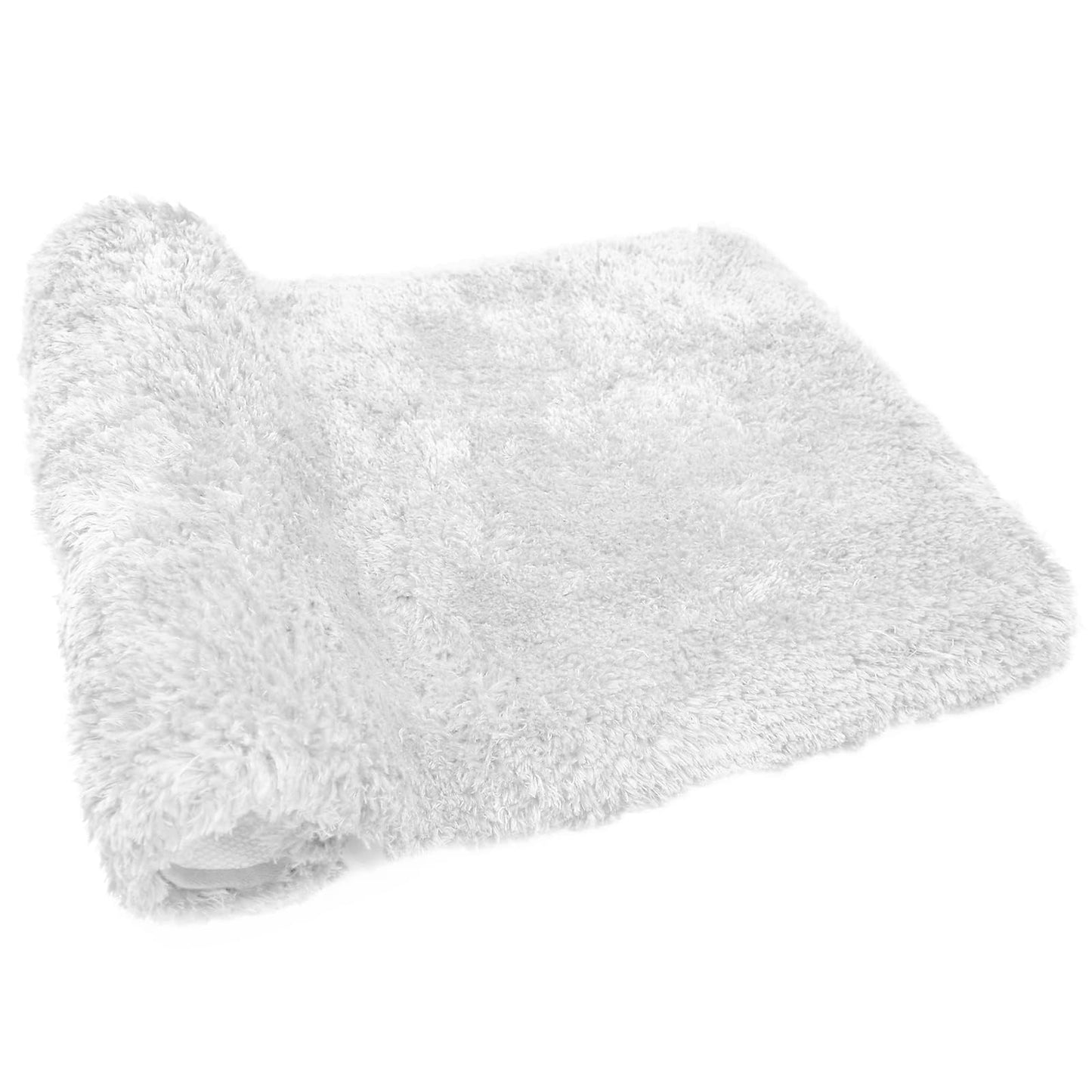 FIFU Bathroom Rugs 17" W x 24" L, Bath Mat for Bathroom, Bedroom, Laundry Room & Kitchen, Non-Slip Rubber Latex Backing, Extra Soft and Absorbent Microfiber Carpet, Machine Washable Rug, White