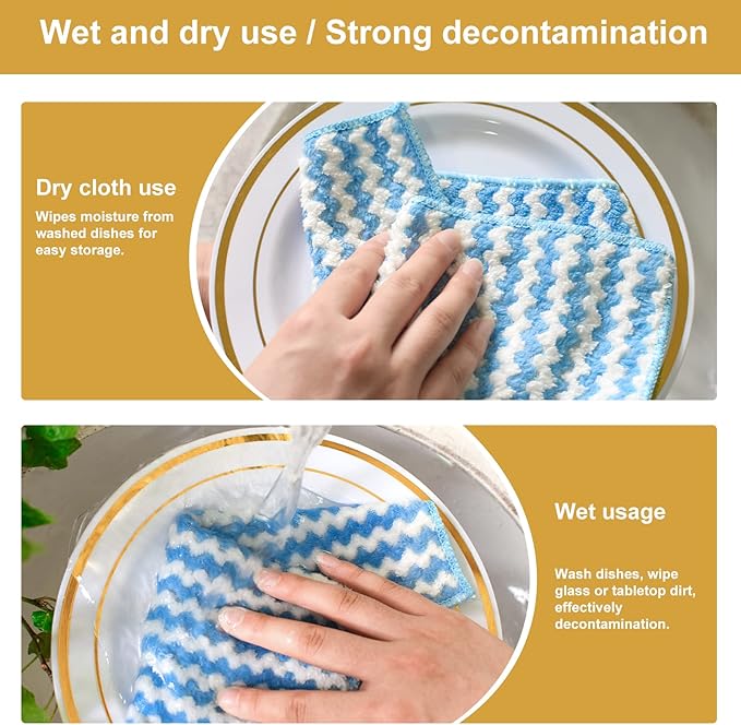 FGSAEOR Microfiber Cleaning Cloth, Dish Cloths for Washing Dishes, Ultra Absorbent Kitchen Towels Rags for Cleaning House Keeping