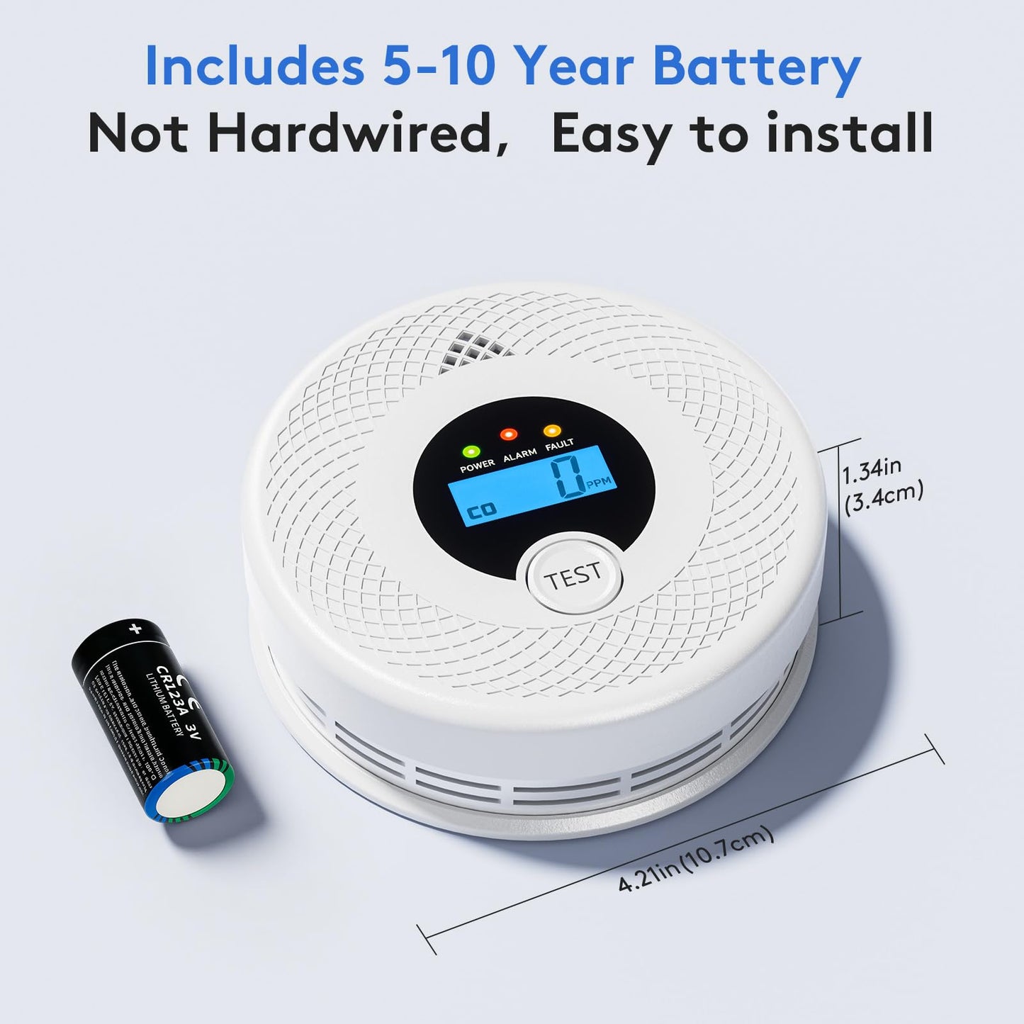 3-Pack Wi-Fi Smoke Detector Carbon Monoxide Detector Combo with App Notifications, Test/Silence Button, Smart Smoke Detector & CO Alarm for Any Home, Real-Time Alert