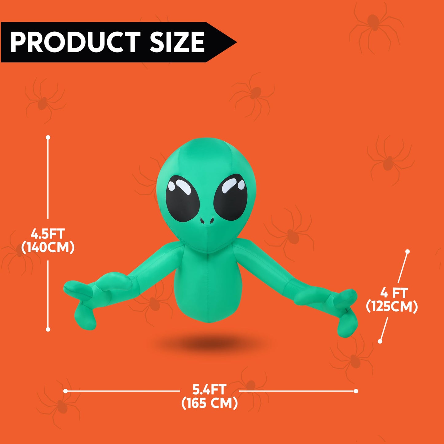Joiedomi 4.5ft Halloween Inflatable Alien Outdoor Decoration, Blow Up Alien Window Breaker with LEDs, Halloween Window Inflatable Decor for Outdoor Yard Garden Party Lawn Decor