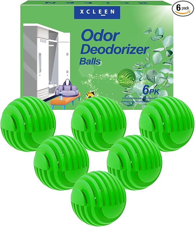 Shoe Deodorizer Balls, Sneaker Odor Eliminator, Long-Lasting Air Freshener for Cloest Car Lockers Drawer Gym Bags, 6 Pack Eucalyptus Scent