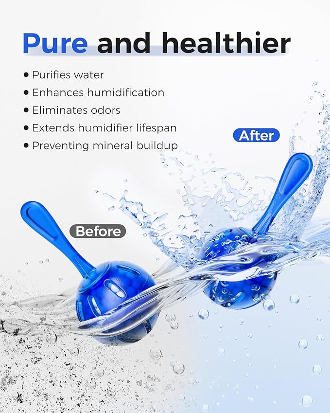 ZhenD 16 Pack Humidifier Cleaner Anti-Scale Balls: Stop White Dust, Extend Humidifier Life, Prevents Hard Water Build-Up, Easy Use
