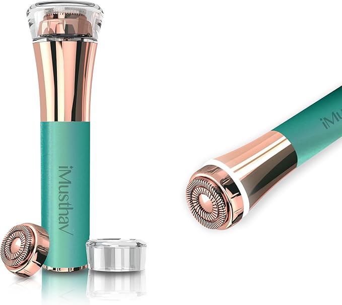 Facial Hair Remover for Women – Painless 16mm Dual Ring Floating Head Blade, Portable, Electric Razor & Epilator for Flawless Face, Lips & Chin – with 18K Gold-Plated Head, 360° LED Light