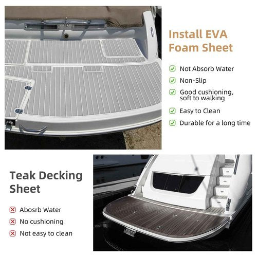 Hjdeck EVA Foam Decking 94.5"x35.4" Self-Adhesive Marine Flooring for Boat Yacht Motorboat Kayak RV Pool Cooler Tops Golf Cart