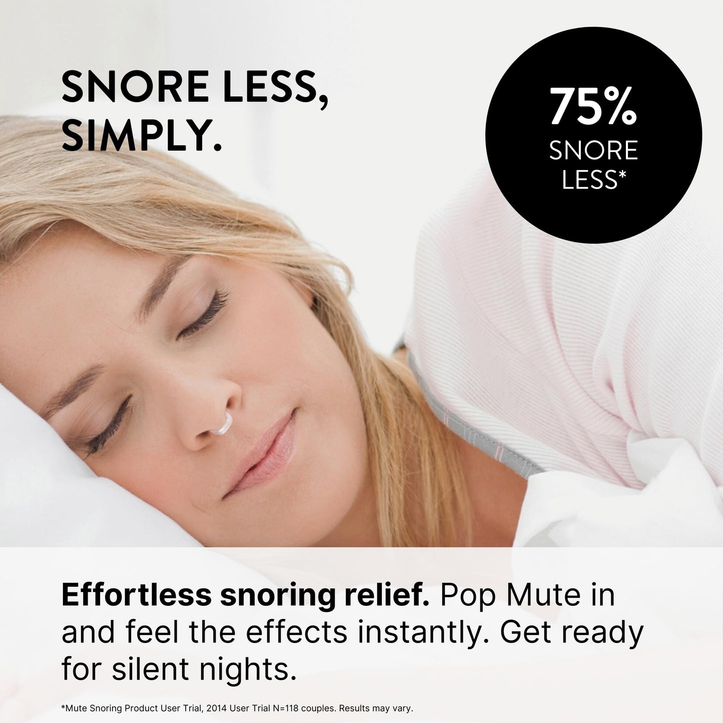 Mute Nasal Dilator Snoring Solution | Large 3 Pack | Snore Less & Sleep Better | Nasal Strip Alternative | Comfortable Breathing Aids for Better Sleep & Improved Airflow