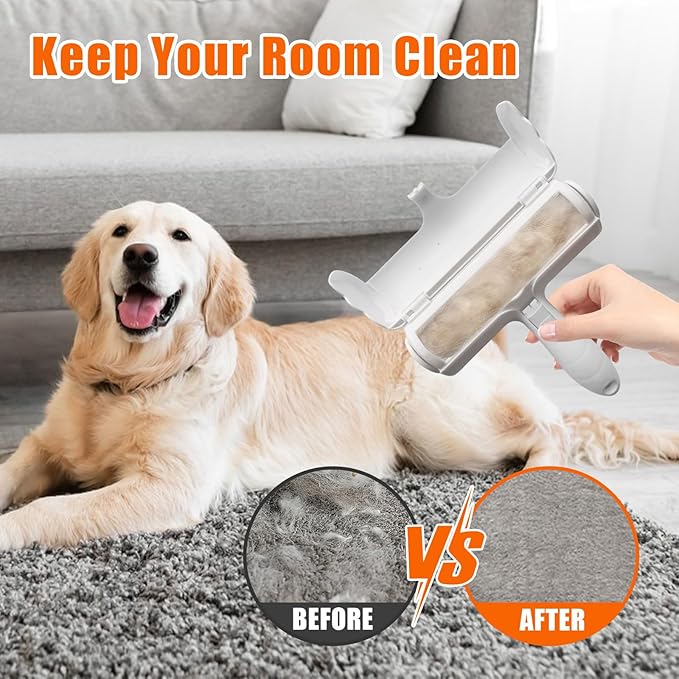 Pet Hair Remover Lint Roller for Pet,Cat Hair Removal Tool Reusable Lint Roller for Furniture, Couch, Carpet, Clothing and Bedding,White Blue