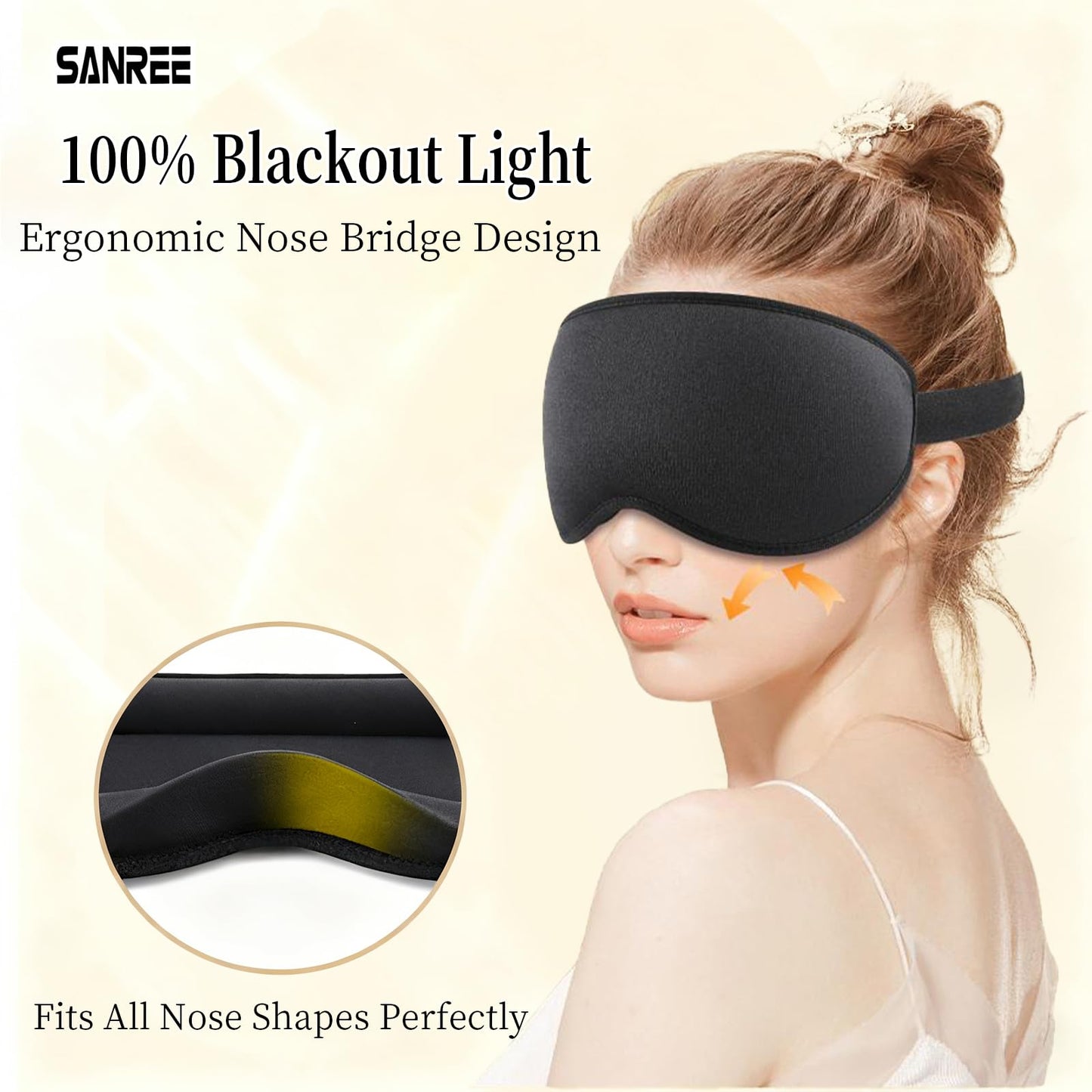 Sleep Mask for Side Sleeper Women Men,Blackout Eye Masks for Sleep,3D Contoured Sleeping Mask,Breathable Adjustable Eye Cover Blindfold with lash Extensions for Trave,Nap,Night Work