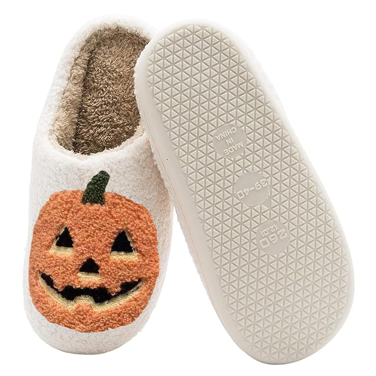 ULEL Halloween Pumpkin Slippers for Womens Mens Plush Warm Spooky Lantern Pumpkin Slippers House Shoes Yellow-41-42