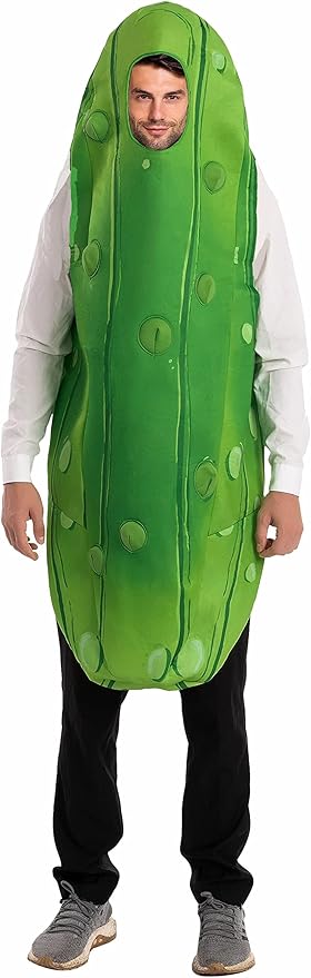 Spooktacular Creations Halloween Pickle Adult Unisex Food Costume, Funny Men's Cosplay Jumpsuit