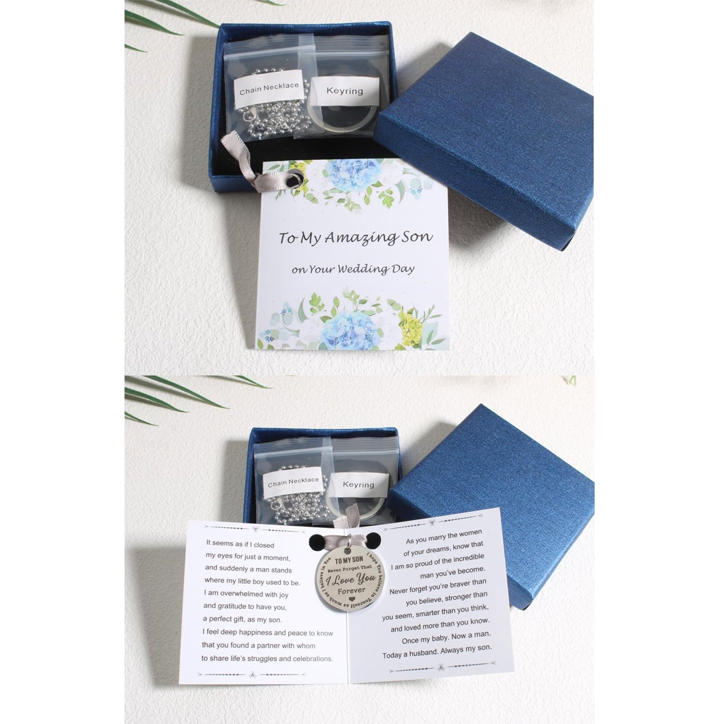 QqzsJewls To My Son Gifts for Groom from Mom on Wedding Day, Groom Wish Gift for Him, Wedding Keepsake for Son from Mom, Engraved Pocket Hug Token