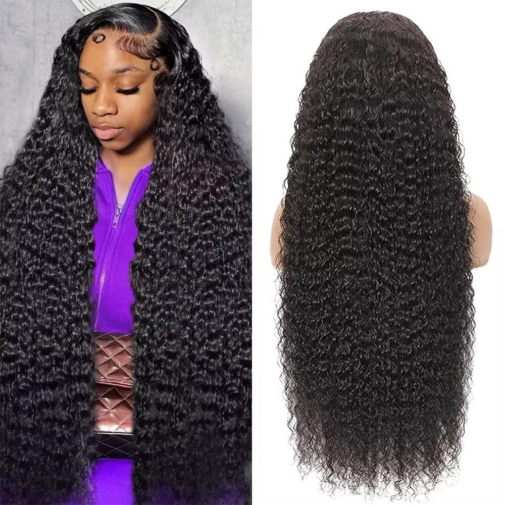 28 Inch 13x6 Deep Wave Lace Front Wigs Human Hair 200 Density HD Transparent Lace Frontal Wigs Human Hair 13x6 Pre Plucked Deep