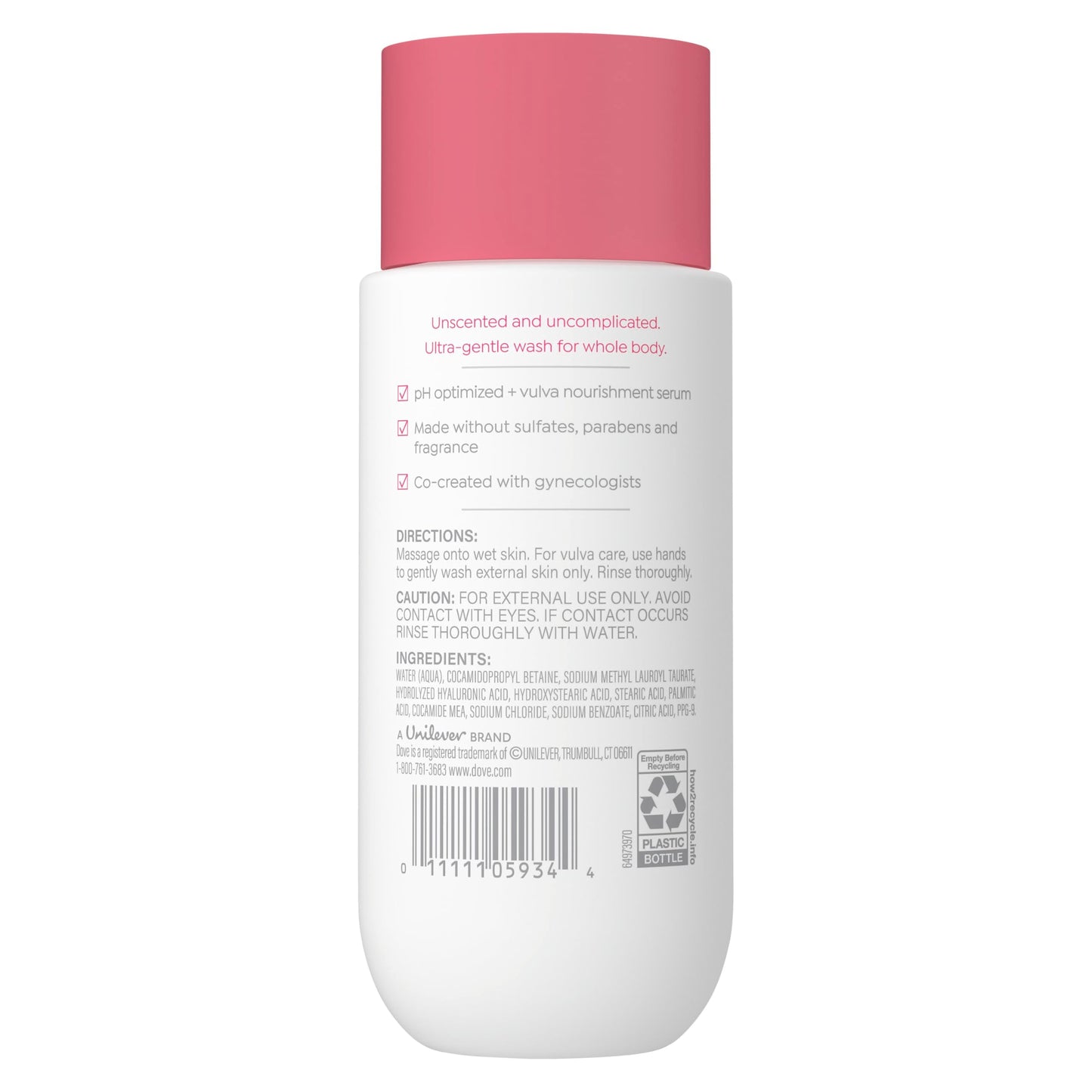 Dove Whole Body Intimate Wash for Women, pH Optimized & Gynecologist-Tested for Sensitive Skin 8 oz