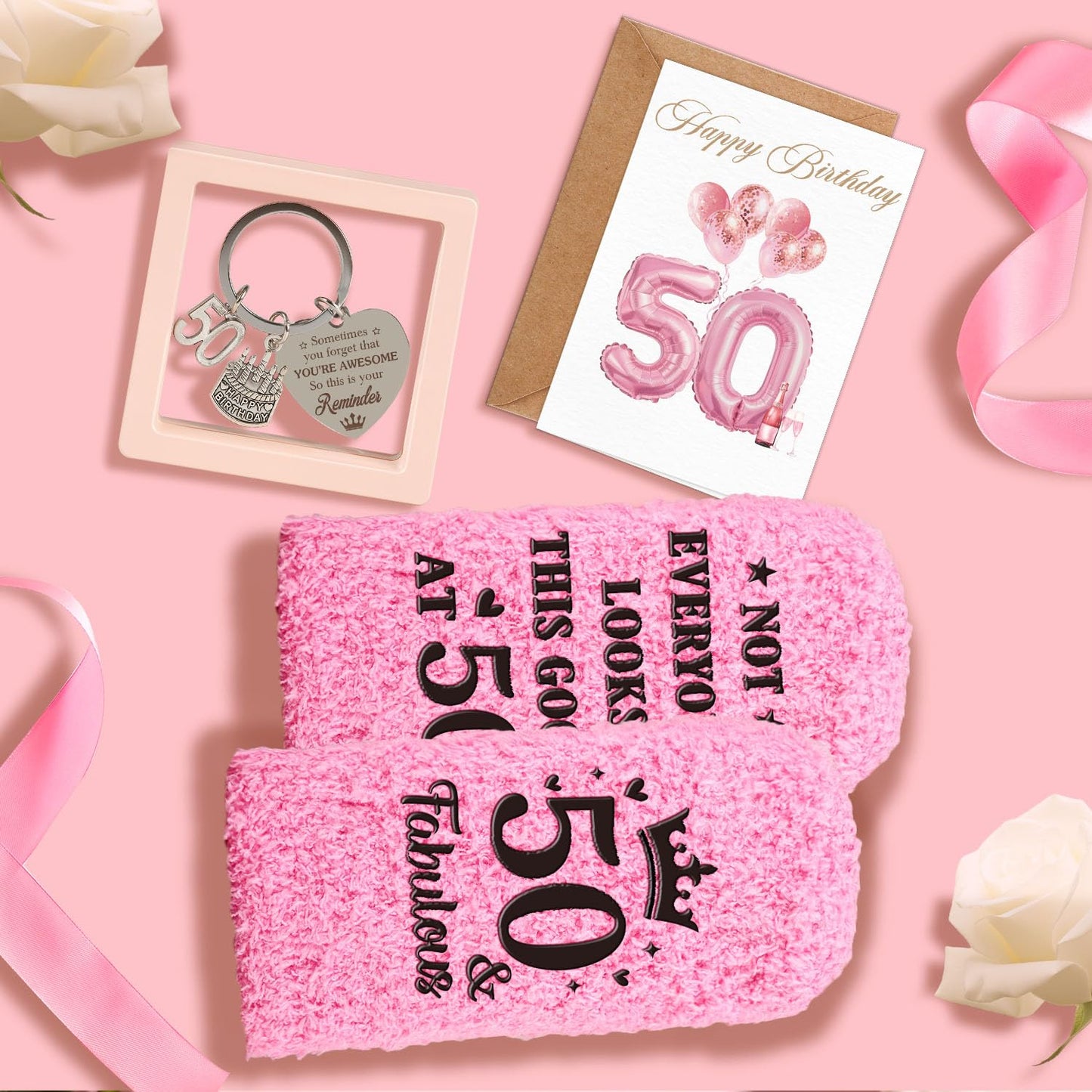 50th Birthday Gifts for Her, 50th Birthday Gifts for Women Self Care Relaxing Spa Basket Fabulous 50 Year Old Birthday Gift for Her 50 Year Old Gift Presents Ideas for Mom Wife Sister Friend Coworker