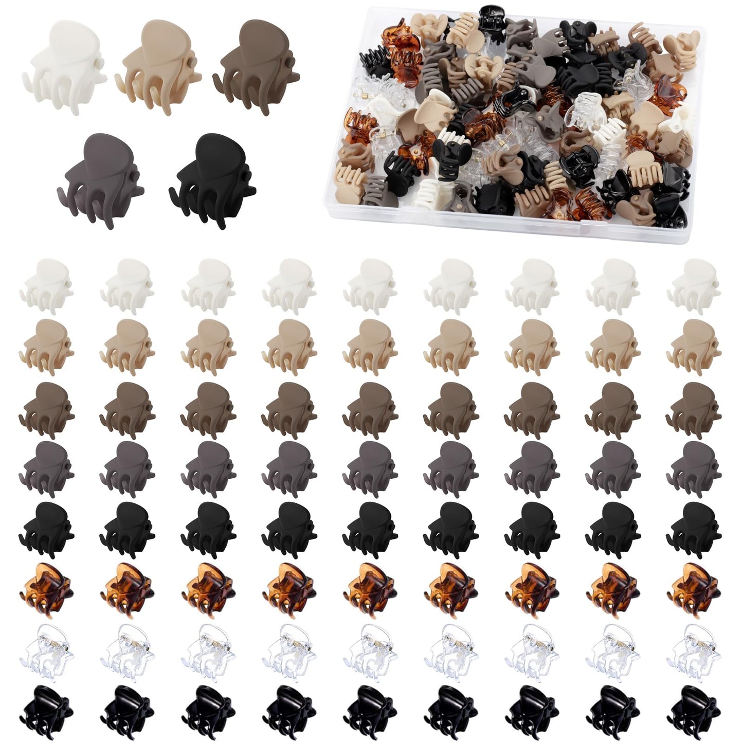 Small Hair Clips, Funtopia 72 Pcs Mini Matte Hair Claw Clips for Women Girls, Cute Small Claw Clips for Thin Hair, 8 Colors Tiny
