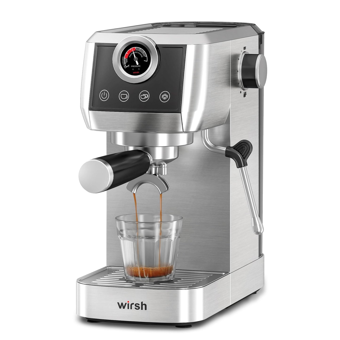 wirsh Espresso Machine,20 Bar Semi-Automatic Espresso Maker with Milk Frother Steamer&Touch Screen,Compact Stainless Steel Expresso Machine for Latte & Cappuccino,42oz Tank,UPGRADE